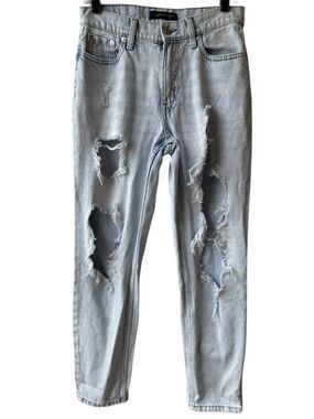 4 Aero Mom Jean Ripped Distressed Deconstructed Light Wash Jean Holes